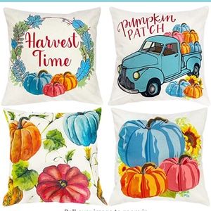 NEW Fall Pumpkin Throw Pillow Covers 18 X 18 (Set of 4)